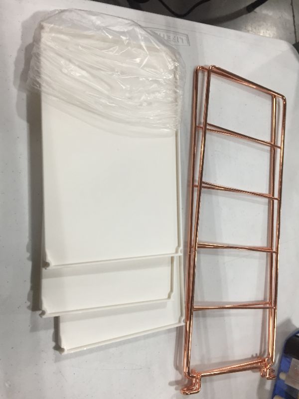 Photo 2 of Desktop Cosmetics Storage Rack Rose Gold 2/3 Layers Bathroom Makeup Organizer Assembled Kitchen Seasoning Iron Storage Shelves (3-Layers)
