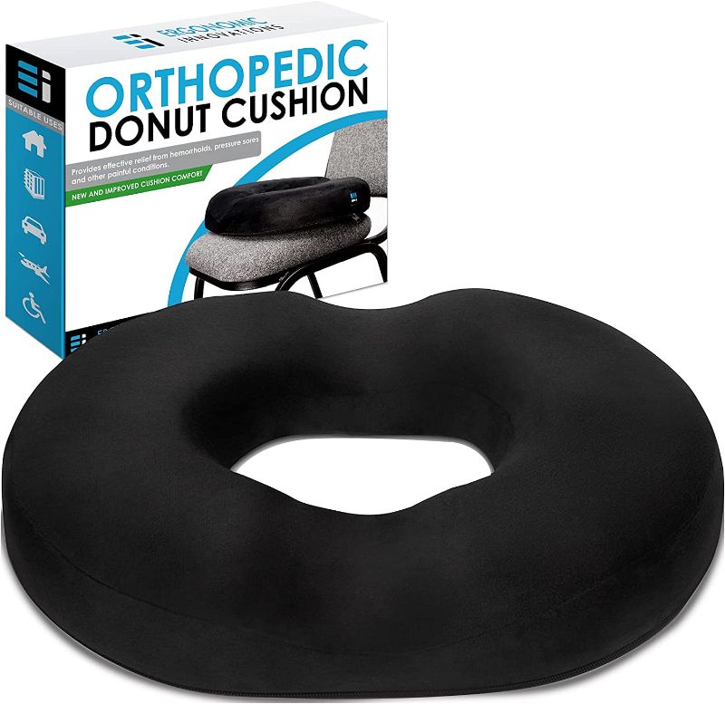 Photo 1 of Donut Pillow Tailbone Hemorrhoid Cushion: Donut Seat Cushion Pain Relief for Hemorrhoids, Sores, Prostate, Coccyx, Sciatica, Pregnancy, Post Natal, Ischial Bursitis Tuberosity by Ergonomic Innovations
