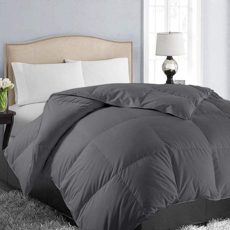 Photo 1 of EASELAND All Season Oversized Queen Soft Quilted Down Alternative Comforter Reversible Duvet Insert with Corner Tabs,Winter Summer Warm Fluffy ,Dark Grey,98x98 inche
