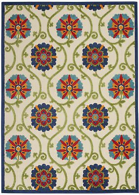 Photo 1 of Aloha Easy-Care Blue/Multicolor 5 ft. 3 in. x 7 ft. 5 in. Area Rug