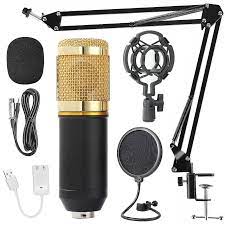 Photo 1 of Professional Condenser Microphone Set With USB Sound Card Shock-Proof Stand Clip On Desktop Mic For Live Broadcast Recording?
