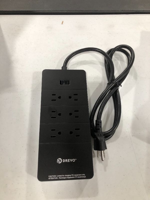 Photo 2 of DREVO Surge Protector Power Strip 6 AC Outlet 5 USB Charger Port, Desktop Charging Station, 5ft Extension Cord (Black)
