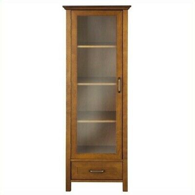 Photo 1 of Elegant Home Fashions Wooden Bathroom Cabinet Linen 1 Drawer Brown Oak