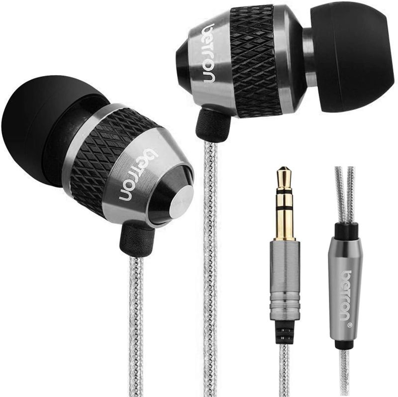 Photo 1 of Betron B25 Earbud Headphones Noise Isolating Tangle-Free Cord 6 Silicon Earphone Tips Black