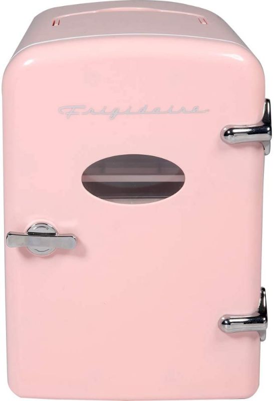 Photo 1 of Portable Mini Fridge - Retro Extra Large 9-Can Travel Compact Refrigerator, Pink