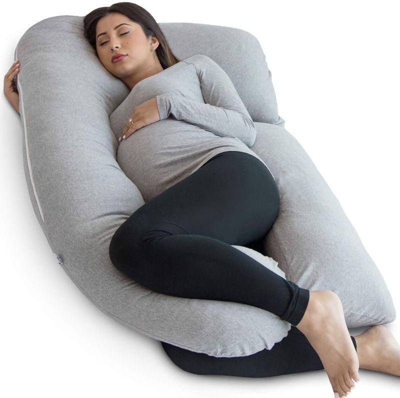 Photo 1 of PharMeDoc Pregnancy Pillow, Grey U-Shape Full Body Pillow and Maternity Support - Support for Back, Hips, Legs, Belly for Pregnant Women