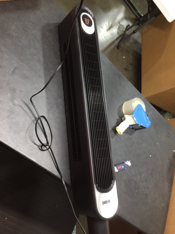 Photo 1 of Dreo 42 Inch Tower Fan . Floor Fan Oscillating 90°. Powerful Fan 6 Speeds. Quiet Bladeless Fan. 3 Modes. 12-Hour Timer. LED Display. Black Indoor Standing Fans for Home Bedroom Office Room, 