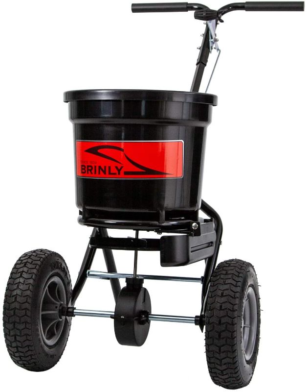 Photo 1 of Brinly P20-500BHDF Push Spreader with Side Deflector Kit, 50-Pound Capacity,Black