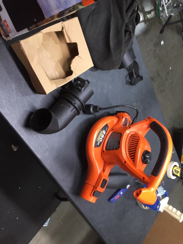 Photo 2 of BLACK+DECKER 3-in-1 Electric Leaf Blower, Leaf Vacuum, Mulcher, 12-Amp (BV3600), Could Not Test, Missing Nossle, SOLD FOR PARTS