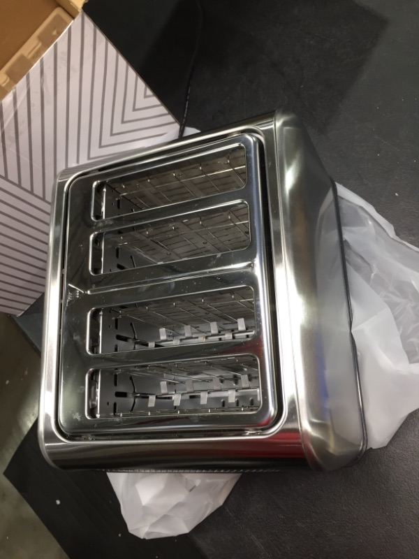 Photo 2 of BUYDEEM DT-640 4-Slice Toaster, Extra Wide Slots, Retro Stainless Steel with High Lift Lever, Bagel and Muffin Function, Removal Crumb Tray, 7-Shade Settings (Stainless Steel)