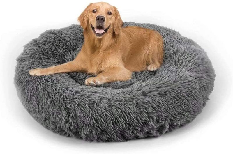 Photo 1 of Dog Bed, Cat Calming Bed, Faux Fur Pillow Pet Donut Cuddler Round Plush Bed for Large Medium Small Dogs and Cats, CLEAN