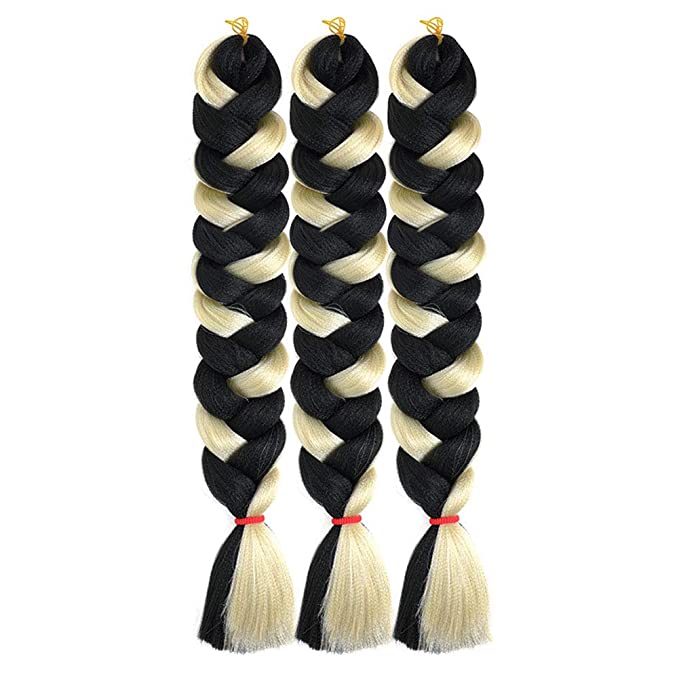 Photo 1 of 82Inch Synthetic Braiding Hair 3pcs/lot 165g/pc Yaki Texture Synthetic Braiding Hair Extensions for Crochet Braids Mixed Piano Color Hot Water Setting Braids Hair (1B and 613)