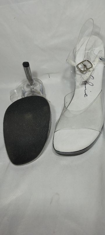Photo 1 of 5 inch Heel Clear Sandal Clear/Clear 7 Ellie Shoes M-Brook   (bottom of shoe does show some wear)