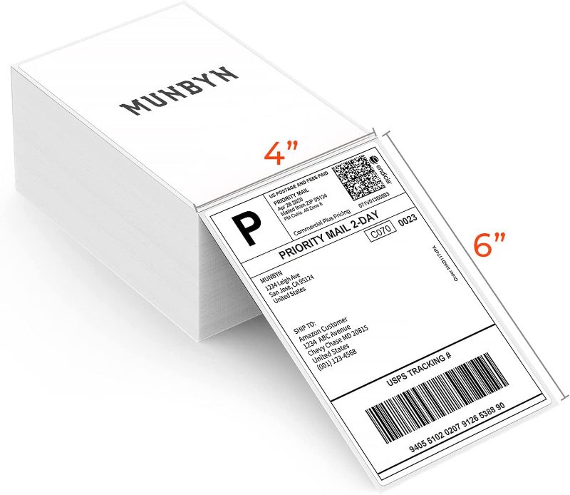 Photo 1 of Munbyn. - Thermal labels for direct shipments (pack of 500 labels of 4 x 6 inches per roll). - Commercial grade.