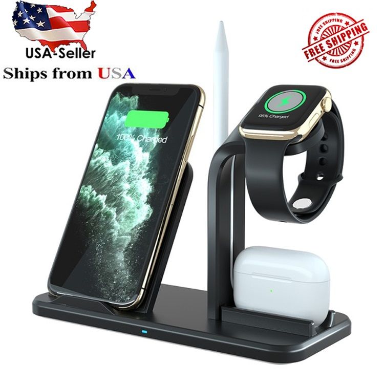 Photo 1 of 3-in-1 Fast Qi Wireless Charging Station Dock for Apple Watch iPhone 11 SE X