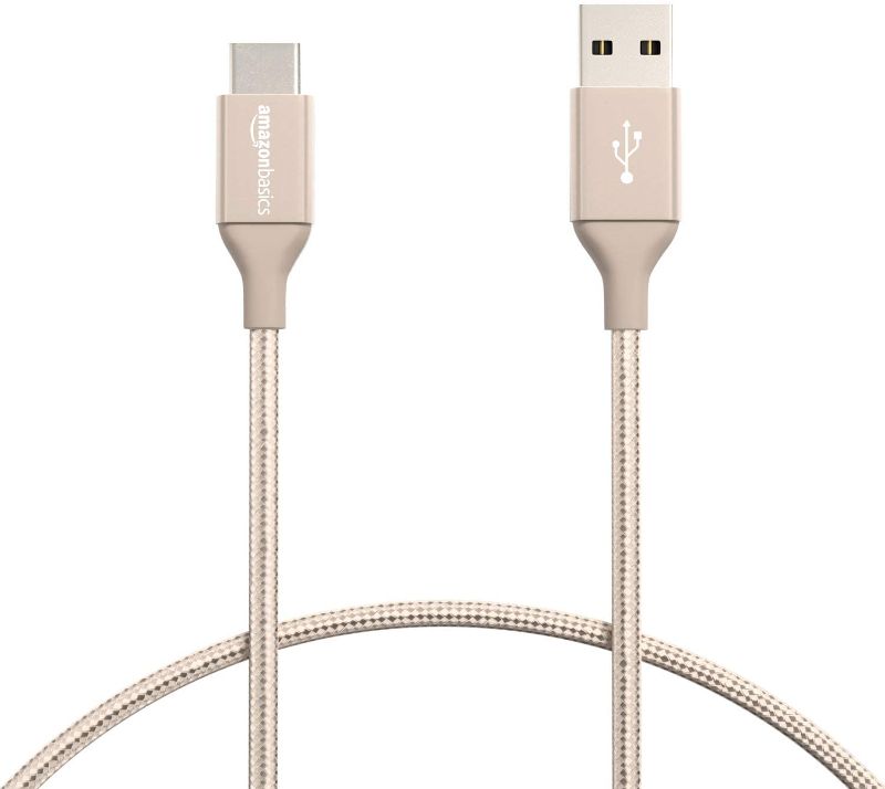 Photo 1 of Amazon Basics 6 foot Nylon USB-C to USB-A 2.0 Fast Charging Cable, Gold