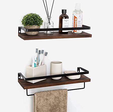 Photo 1 of  2-Pack Wall-Mounted Floating Shelves for Kitchen, Bathroom, Brown