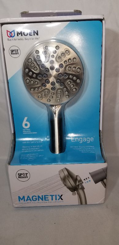 Photo 2 of Engage Magnetix 3.5-Inch Six-Function Handheld Showerhead with Magnetic Docking System, Brushed Nickel