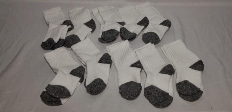 Photo 2 of Essentials Kids' 10-Pack Cotton Crew Sock,, White, Size Toddler 4t