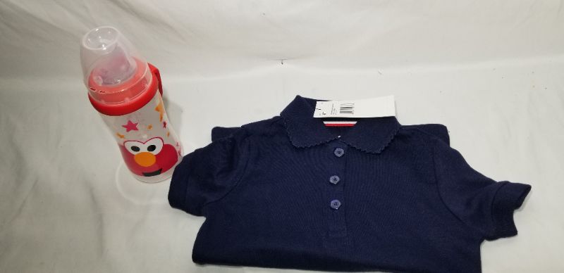 Photo 2 of French Toast Toddler Girls School Uniform Short Sleeve Picot Collar Interlock Polo Shirt AND A NUBY SIPEE CUP