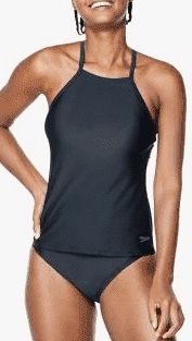 Photo 1 of Speedo Active High Neck Tankini Swim ToP, BLACK, LG