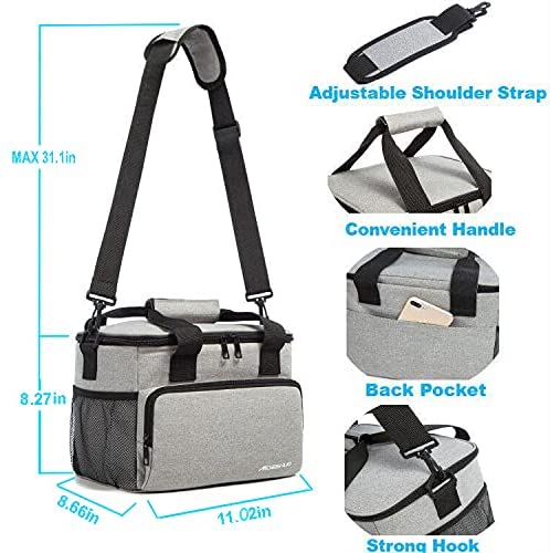 Photo 1 of Cooler Tote  Lunch Box, Leak Proof Reusable for Kids and Adults with Adjustable Shoulder Strap, gray