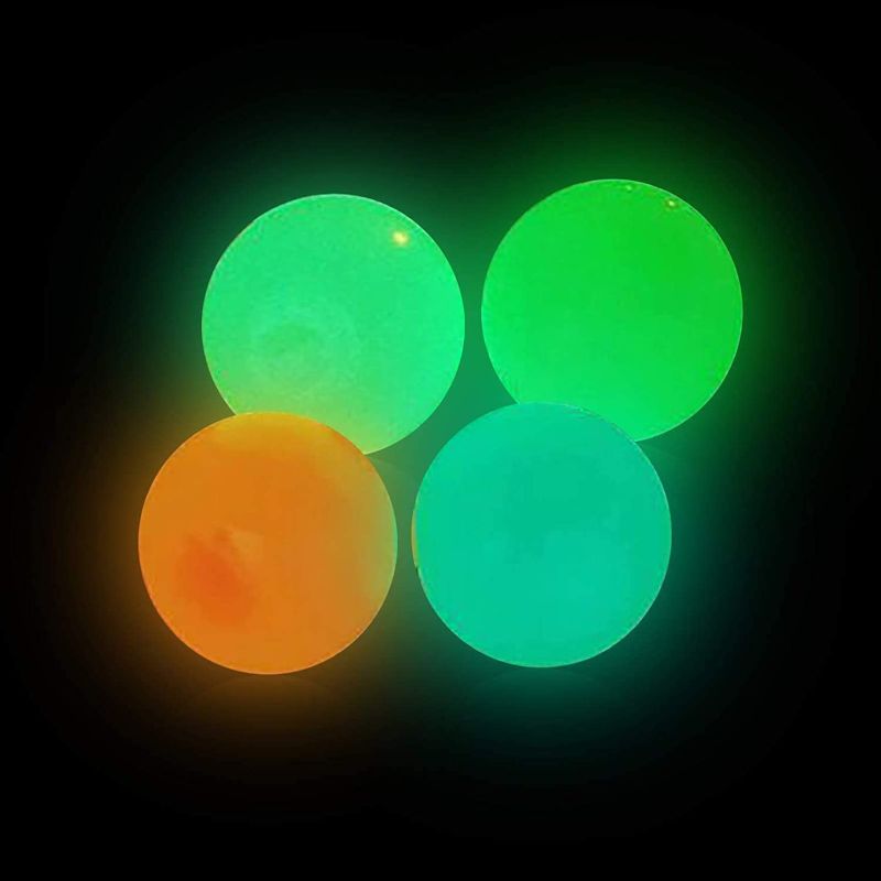 Photo 1 of 4 Sticky Balls for Kids, Stress Relief, Glow Balls, Luminescent Toys Stick to the Wall and Ceiling, 2 pks