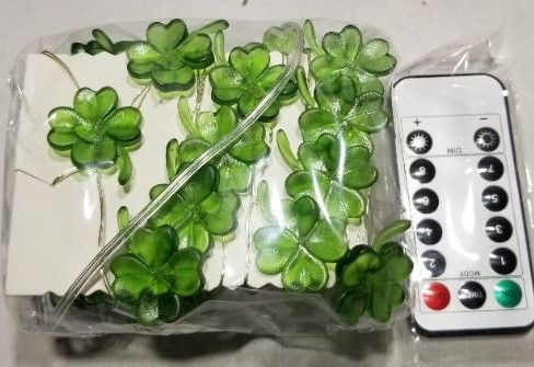 Photo 2 of  Lucky Clover Decorative Lights Remote Control LED String Lights 40 LEDs Handmade Bedroom Party St. Patrick's Day Decor Green