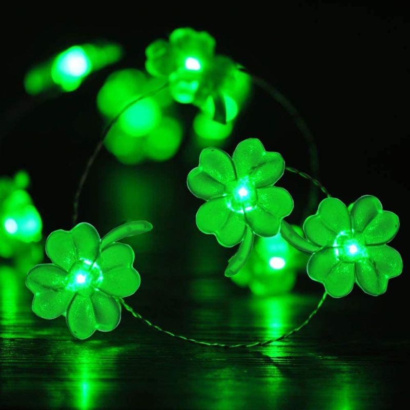 Photo 1 of  Lucky Clover Decorative Lights Remote Control LED String Lights 40 LEDs Handmade Bedroom Party St. Patrick's Day Decor Green