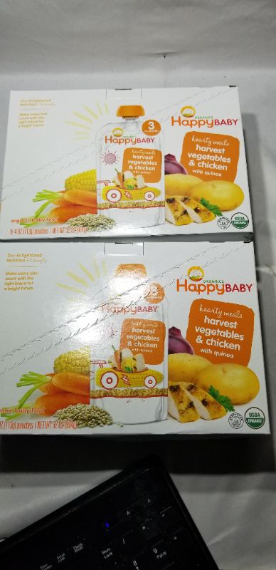 Photo 1 of HappyBaby Organic Harvest Vegetables  Chicken with Quinoa Baby Food Pouch - 4oz, Best By: 08/09/21