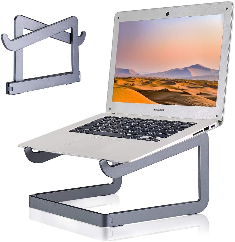 Photo 1 of Foldable Laptop Stand for Desk, Notebook Riser Holder, Ergonomic Elevated Laptop Stand, Portable Aluminum Laptop Stands Compatible with 10-15.6 "MacBook Air Pro, Dell XPS, Lenovo, HP ect.More Laptops