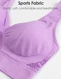 Photo 1 of Edqunpb Breathable Seamless Sports Bras for Women, Padded Wireless Bras, lavendar, xl