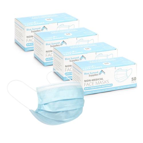 Photo 1 of Blue Summit Supplies Disposable Face Masks, Non-Medical, 3-ply, 200 Pack

