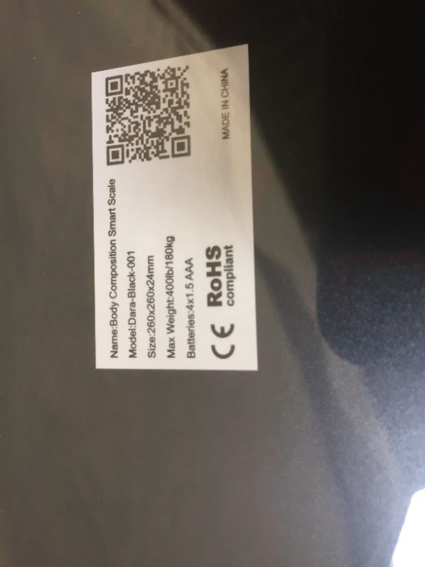 Photo 1 of FitTrack Dara Smart BMI Digital Scale - Measure Weight and Body Fat - Most Accurate Bluetooth Glass Bathroom Scale (Black)