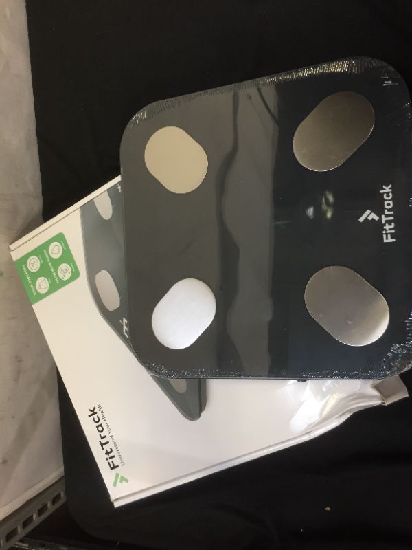 Photo 1 of FitTrack Dara Smart BMI Digital Scale - Measure Weight and Body Fat - Most Accurate Bluetooth Glass Bathroom Scale (Black)