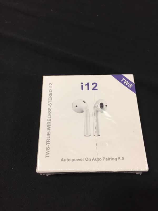 Photo 2 of i12 TWS Bluetooth Headphones True Wireless Earphone with Mic In-ear Earbuds Touch Control Charging Case Compatible with iPhone Android [White]
