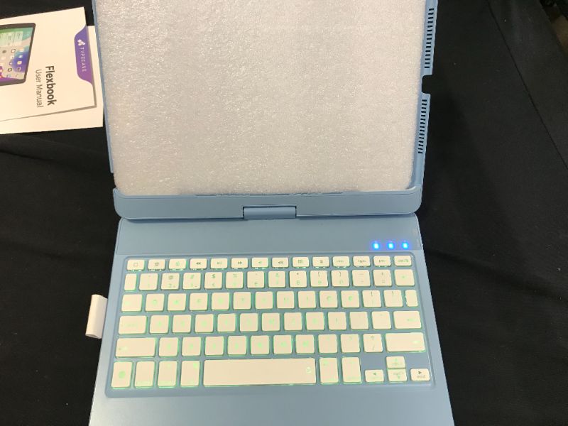 Photo 1 of iPad Keyboard Case for iPad 8th Gen (2020), 7th Generation, Air 3, Pro 10.5 in 11 Colors - 10 Color Backlight, 7 Modes, 360° Rotatable, Slim Protective Cover, Apple Pencil Holder (Baby Blue)

