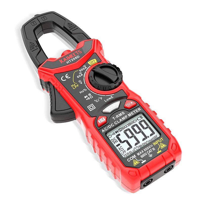 Photo 1 of KAIWEETS Digital Clamp Meter T-RMS 6000 Counts, Multimeter Voltage Tester Auto-ranging, Measures Current Voltage Temperature Capacitance Resistance Diodes Continuity Duty-Cycle (AC/DC Current)
