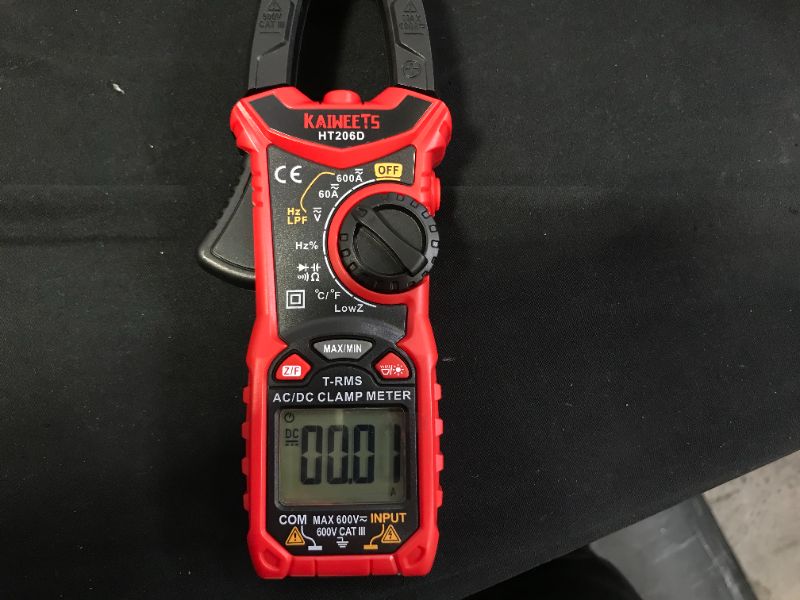 Photo 2 of KAIWEETS Digital Clamp Meter T-RMS 6000 Counts, Multimeter Voltage Tester Auto-ranging, Measures Current Voltage Temperature Capacitance Resistance Diodes Continuity Duty-Cycle (AC/DC Current)
