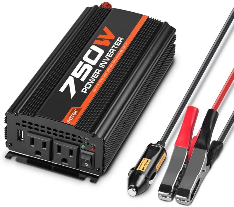 Photo 1 of POTEK 750W Car Power Inverter DC 12 V to AC 110V Dual AC Charging Ports / 2A USB Ports for Laptop, Smart Phone
