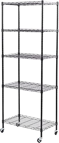 Photo 1 of 5-Shelf Shelving Storage Unit Heavy Duty Metal Organizer Wire Rack with 4 Wheels And Height Adjustable Shelves for Bathroom Kitchen Garage