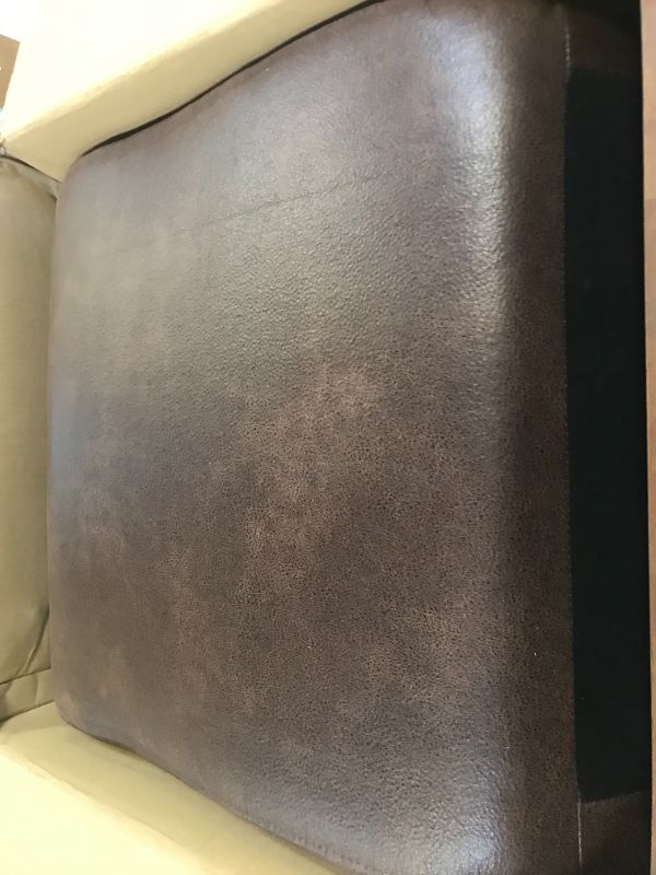 Photo 2 of Baxton Studio Bianca Mid-Century Modern Walnut Wood Dark Brown Distressed Faux Leather Ottoman Mid-Century/Dark Brown/Walnut Brown/Faux Leather/Rubber Wood/ box 1 of two