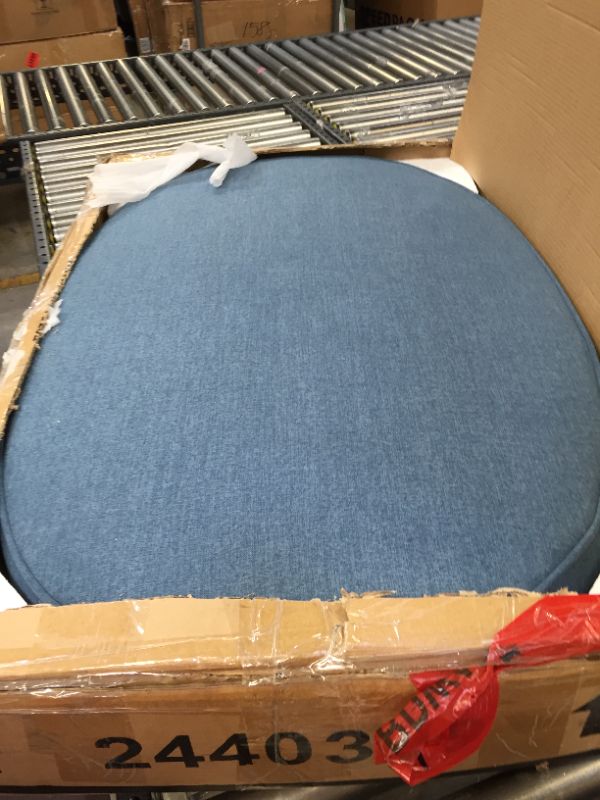 Photo 2 of Ashley Furniture | Hollyann Blue Oversized Accent Ottoman