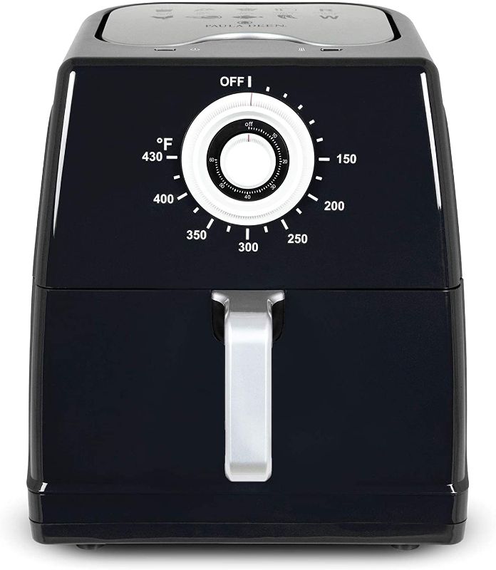 Photo 1 of Paula Deen 8.5QT (1700 Watt) Large Air Fryer, Rapid Air Circulation System, Square Single Basket System, Ceramic Non-Stick Coating, Easy-to-Use Dial, 50 Recipes (Black)
