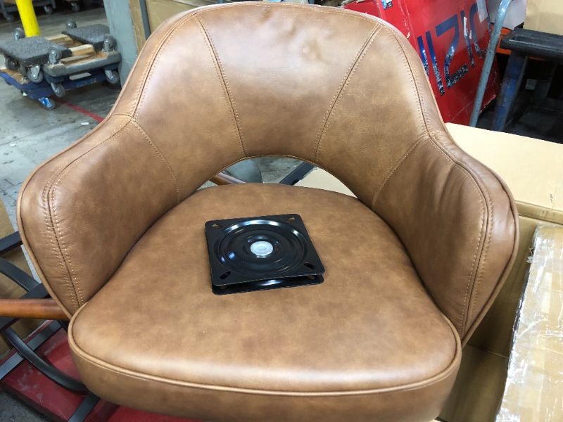 Photo 4 of Amazon Brand – Rivet Mid-Century Bonded Leather Swivel Chair, 23.6"W, Brown for parts only