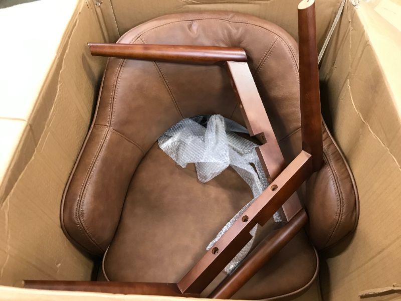 Photo 2 of Amazon Brand – Rivet Mid-Century Bonded Leather Swivel Chair, 23.6"W, Brown for parts only