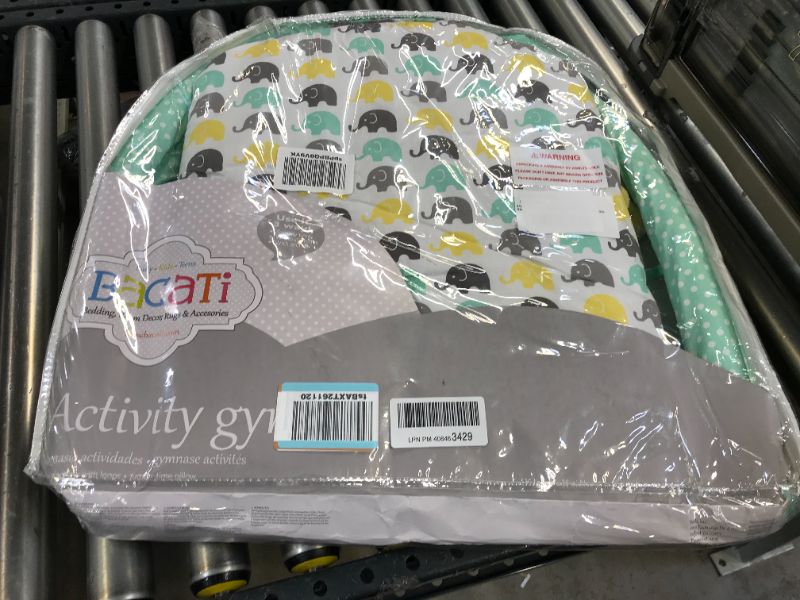 Photo 1 of Bacati Elephants Aqua/Lime/Grey 10-Piece Nursery-in-a-Bag Crib Bedding Set with 2 Crib Fitted Sheets, 100 Percent Cotton Percale Neutral Crib Bedding Set for US Standard Cribs