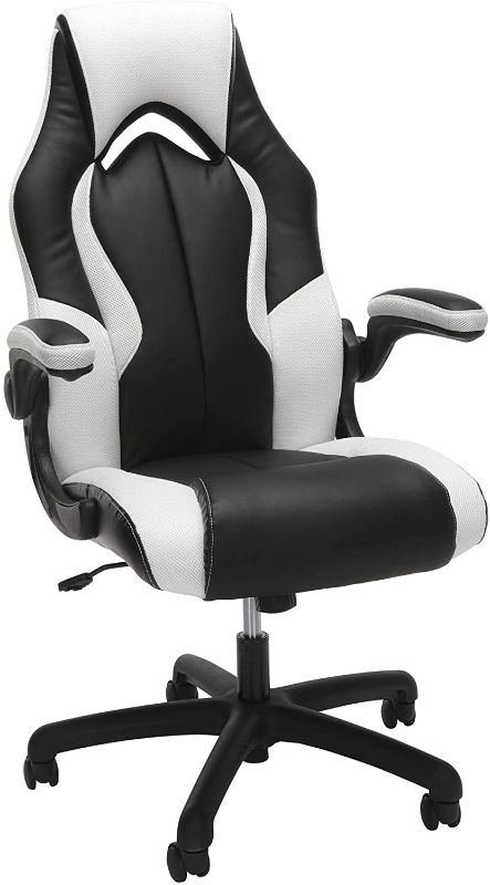 Photo 1 of OFM Essentials Collection High-Back Racing Style Bonded Leather Gaming Chair, in White
