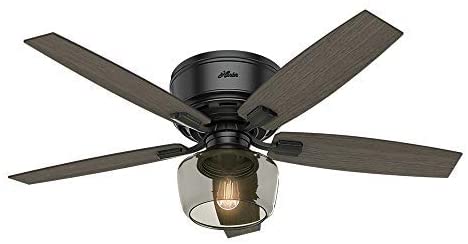 Photo 2 of 52" LED Bennett Low Profile Ceiling Fan with Remote (Includes Light Bulb) Black - Hunter