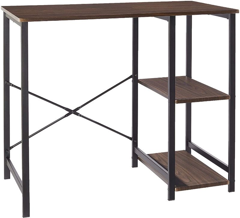 Photo 1 of Amazon Basics Classic Home Office Computer Desk With Shelves - 29.5 x 19.6 x 35.5 Inches, Espresso
